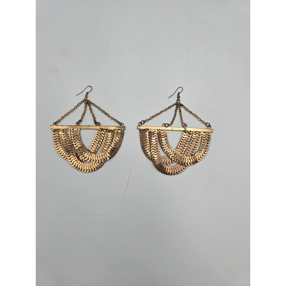 Vintage vibe Snake Chain Fringe Chandelier Earrings Women OS Gold Good Statement